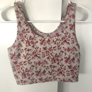 Forever 21 Pink Floral Crop Tank top